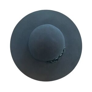 Scala Pronto 100% Wool Floppy Black Hat Cord Trim One Sz Boho Casual Winter Fall